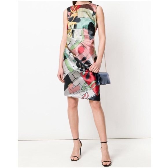 Giorgio Armani Silk Abstract Art Print Dress Luxury Lightweight Designer Runway - Picture 4 of 9